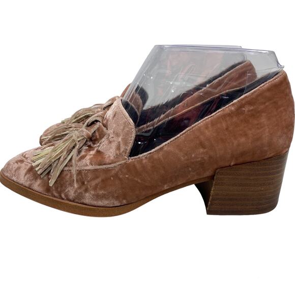 Rebecca Minkoff Edie Heels Blush Suede Velvet Tassel Loafer Pump 7 1/2 M 5182134 - Picture 5 of 11